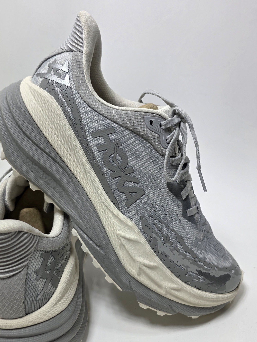 Hoka Stinson 7 Stardust Alabaster Trail Running Shoe Mens 10.5B (Missing insole)